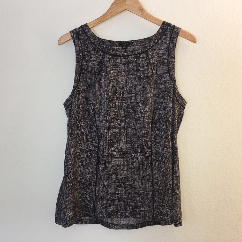 Ann Taylor Silk Blend Greyscale Sleeveless Blouse